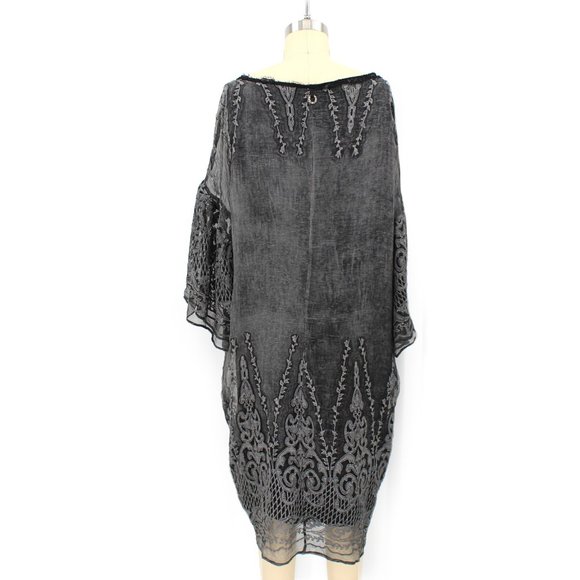 Save The Queen Gray Silk Lace Shift Dress w/Lining - Picture 8 of 13